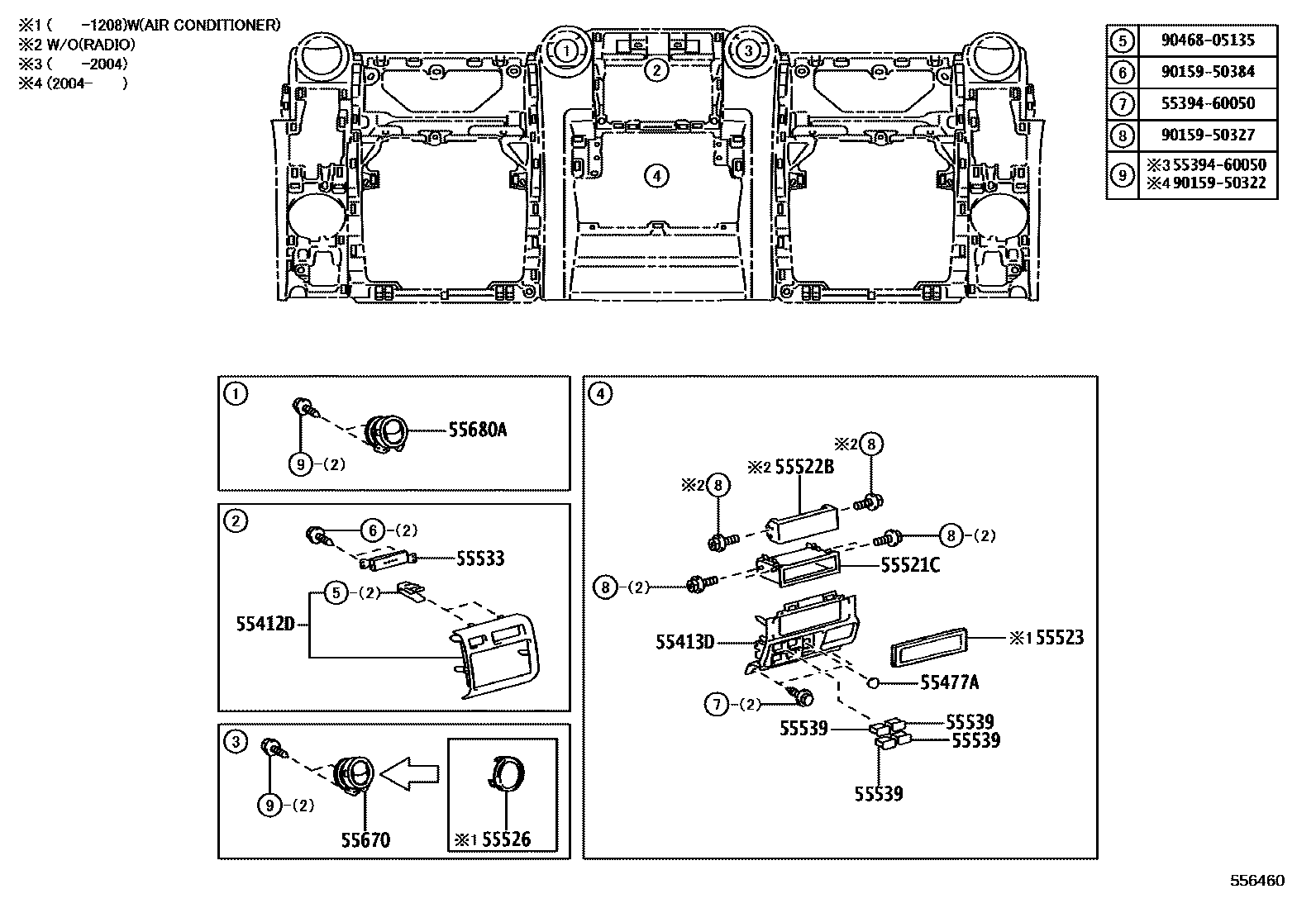 REGISTER ASSY, INSTRUMENT PANEL, NO.3 | 5567060240C0